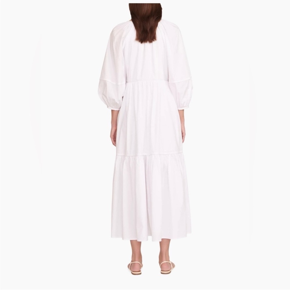New STAUD Demi Dress White Tiered Maxi Cotton 3/4 Sleeves Size S - Picture 15 of 16